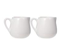 Brocca Mini in Ceramica Bianca 100ml con Manico, Set 2 Pezzi | Beccuccio Antigoccia e Base Piatta, per Salse e Condimenti, Pulizia Facile, Stile Minimalista da Tavola