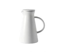 Brocca per acqua con coperchio, 1000 ml, in ceramica, per interni, adatto per servire acqua fredda, caffè, latte e succhi di frutta, caraffa, bianco/nero, bianco