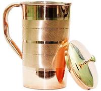 Brocca per acqua in rame puro da 2,5 litri, a prova di perdite, senza cuciture argentate, design con confezione da 1