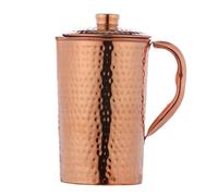 Brocca per acqua martellata in puro rame (99,74%) | Brocca in rame per benefici per la salute dell'Ayurveda (1,5 litri)