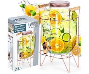 Brocca per bevande con rubinetto e supporto, rubinetto per bevande, acqua, limon
