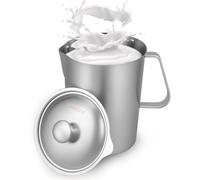 Brocca per latte da 500 ml, con coperchio di graduazione fine, in acciaio inox, per casa, cucina, ristorante, bar, caffetteria, punto d'incontro (500 ml)