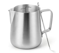 Brocca per latte in acciaio inox da 350 ml/12 oz con beccuccio antigoccia, pentolino latte con scala graduata e montalatte manuale, per cappuccino, espresso, schiuma e caffè