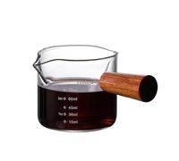 Brocca Per Schiumare Il Latte 2 bicchieri dosatori for caffè espresso con manico in legno, brocca for latte a bocca doppia/singola, tazze for misurazione(Transparent C-75ml)