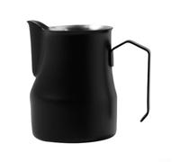 Brocca per schiumare il latte, in acciaio inox, brocca per latte art con beccuccio lungo, in stile italiano, per baristi (nero, 350 ml)