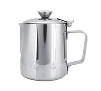 Brocca per schiumare il latte, in acciaio inox, con coperchio e manico, per casa, ufficio, cucina, caffetteria, colore: argento (2000 ml)