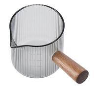 Brocca Per Schiumare Il Latte Misurino in vetro a grana verticale da 2 pezzi for tazza di latte con manico in legno for caffè espresso al(Grey B)