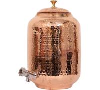 Brocca Rame Martellato Set dispenser acqua in rame con serbatoio martellato da 8 litri, due tazze e una bottiglia