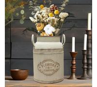 Brocca rustica per fiori, brocca per latte in metallo, vaso composizioni