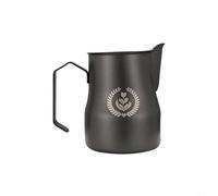 Brocca schiumalatte in acciaio inox, 350 ml, 450 ml, per latte espresso, con manico ergonomico e beccuccio preciso (450 ml, nero)