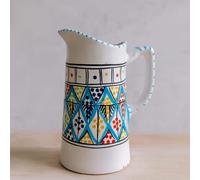 Brocca tunisina in ceramica decorata a mano - Altezza 22 cm, diametro 9 cm - Stile mediterraneo 3110251703 Marocco Turchia Etnico del Mondo