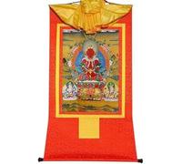 Broccato tibetano da appendere alla parete, arazzo buddista, Amitayus, arazzo del Buddha con pergamena (rosso medio (62 cm * 47 cm))