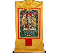 Broccato tibetano da appendere alla parete, arazzo buddista, pittura artistica tibetana Thangka, arazzo di Buddha con scorrimento) (Giallo medio (62 cm*47 cm))