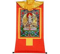 Broccato tibetano da appendere alla parete, arazzo buddista, pittura artistica tibetana Thangka, arazzo di Buddha con scorrimento) (Rosso piccolo (35 cm*27 cm))