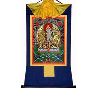 Broccato tibetano da appendere alla parete, arazzo buddista, pittura artistica tibetana Thangka, arazzo di Buddha con scorrimento) (Bianco Grande (85 cm*63 cm))