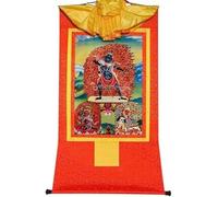 Broccato tibetano da appendere alla parete, arazzo buddista, tre Dharmapala del Gelugpa, arte pittorica tibetana Thangka (rosso medio (62 cm*47 cm))