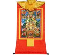 Broccato tibetano da appendere alla parete, cinque venerabili maestri del grande Sakyapa, pittura tibetana Thangka (rosso medio (62 cm*47 cm))