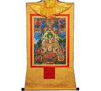Broccato tibetano da appendere alla parete, cinque venerabili maestri del grande Sakyapa, pittura tibetana Thangka (giallo grande (85 cm*63 cm))