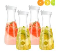 Brocche per Succhi, Caraffe per Acqua con Coperchio in Plastica da 1L, Limonata Caraffa per Acqua, Trasparente Succo Bottiglie, Brocche con Coperchio Ribaltabile, per Bevande, Champagne
