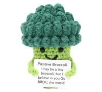 Broccoli positivi all'uncinetto | Motivational Crochet Broccoli | Supporto Emotivo Fatto A Mano Peluche Con Carta | Giocattolo Di Verdure A Maglia Per Evidenzianti Veleni E Scrive