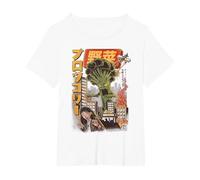 Broccozilla Broccoli Mostro Giapponese Kaiju Divertente Broccoli Maglietta, Donna Plus-Size, Bianco, 4X