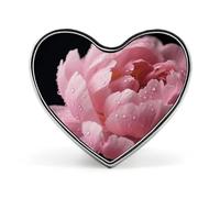 Broche de botón con flores rosas, broche de corazón de moda, novedoso, exquisito broche de solapa con forma de corazón de aleación de aluminio para vestidos, bolsos, accesorios y regalos.