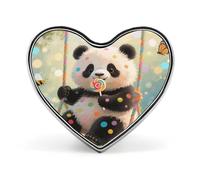 Broche de botón con forma de corazón de Panda, insignias de botón novedosas, exquisitos alfileres de solapa con forma de corazón de aleación de aluminio para vestidos, bolsos, accesorios y regalos.