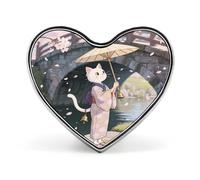Broche de botón con forma de gato y bruja con kimono, broche de corazón de moda, insignias de botón novedosas, exquisitos pines de solapa con forma de corazón de aleación de aluminio para vestidos,