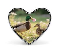 Broche de botón con forma de pato, diseño de corazón, de aleación de aluminio, ideal para vestidos, bolsos, accesorios y regalos.