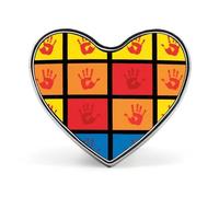 Broche de botón con huellas de manos, broche de corazón de moda, novedoso, exquisito broche de solapa de aleación de aluminio con forma de corazón para vestidos, bolsos, accesorios y regalos.