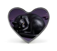 Broche de botón de gato negro, broche de corazón de moda, insignias de botón novedosas, exquisitos pines de solapa con forma de corazón de aleación de aluminio para vestidos, bolsos, accesorios y re