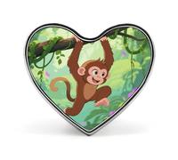 Broche de botón de mono Rhesus, broche de corazón de moda, novedoso, exquisito broche de solapa de aleación de aluminio con forma de corazón para vestidos, bolsos, accesorios y regalos.