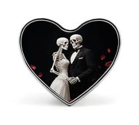 Broche de calavera con forma de corazón para amantes, insignias de botón novedosas, exquisitos alfileres de solapa con forma de corazón de aleación de aluminio para vestidos, bolsos, accesorios y re