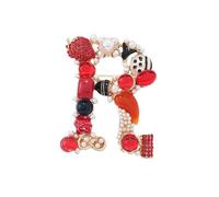 Broche de lettre, luxe léger, à la mode et polyvalent, strass, peinture à l'huile, fleur, broche de perle, pull pour femmes, accessoires de manteau (R)