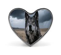 Broche de lobo con forma de corazón, insignia de botón de moda, exquisitos alfileres de solapa de aleación de aluminio con forma de corazón para vestidos, bolsos, accesorios y regalos.