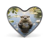 Broche de nutria con forma de corazón, insignia de botón de moda, exquisitos alfileres de solapa de aleación de aluminio con forma de corazón para vestidos, bolsos, accesorios y regalos.