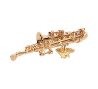 Broche de solapa de moda para instrumentos musicales en miniatura, broche de clarinete chapado en oro, con caja de instrumentos forrada de terciopelo rojo, con caja de, joyería