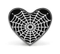 Broche de telaraña con forma de corazón, novedoso, de aleación de aluminio, para solapa, para vestidos, bolsos, accesorios y regalos.