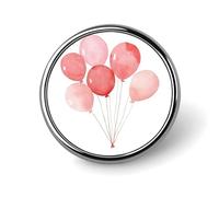 Broche redondo con diseño de acuarela de globos rojos y rosas para hombre y mujer, ideal como insignia de moda, alfiler para cuello, vestido, chaqueta, mochila y accesorios.