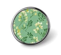 Broche redondo con flor de sophora en verde para hombre y mujer, insignia de moda, alfiler para cuello, vestido, chaqueta, mochila, accesorios.