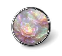 Broche redondo con flor iridiscente para hombre y mujer, insignia de moda, alfiler para cuello, vestido, chaqueta, mochila, accesorios.