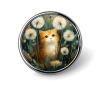 Broche redondo con forma de gato naranja para hombre y mujer, insignia de moda, alfiler para cuello, vestido, chaqueta, mochila, accesorios.