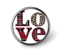 Broche redondo con la palabra "Amor" de San Valentín y estampado de leopardo a cuadros para hombre y mujer, insignia de moda, alfiler para cuello, vestido, chaqueta, mochila, accesorios.
