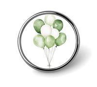 Broche redondo con un bonito ramo de globos verdes y blancos para hombre y mujer, ideal como insignia de moda, alfiler para cuello, vestido, chaqueta, mochila y accesorios.