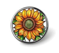 Broche redondo de girasol con vitrales, color amarillo dorado y naranja, para hombre y mujer, insignia de moda, alfiler para cuello, vestido, chaqueta, mochila, accesorios.