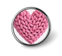 Broche redondo de punto grueso con forma de corazón rosa para hombre y mujer, insignia de moda, alfiler para cuello, vestido, chaqueta, mochila, accesorios.
