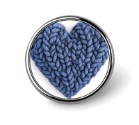 Broche redondo de punto grueso en forma de corazón azul para hombre y mujer, insignia de moda, alfiler para cuello, vestido, chaqueta, mochila, accesorios.
