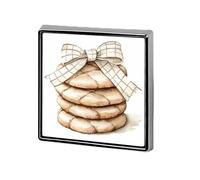 Broches y alfileres unisex beige con forma de pila de galletas y lazo, insignia de solapa cuadrada y ligera, joyería para ropa, chal o sombrero.