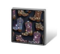 Broches y alfileres unisex con diamantes de imitación de vaquero del lejano oeste, estilo disco de los 80, cuadrados, ligeros, para solapa, joyería para ropa, chal o sombrero.