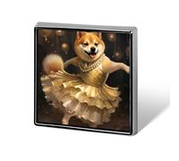 Broches y alfileres unisex con diseño de Shiba Inu, brillantes y alegres, para bailar, con solapa cuadrada y ligera, para ropa, chal o sombrero.